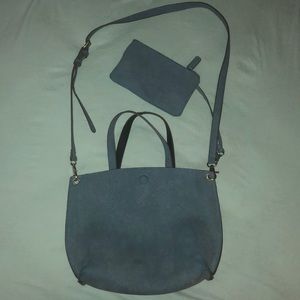 Baby blue cross body purse with change purse